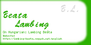beata lambing business card