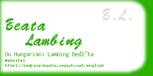 beata lambing business card